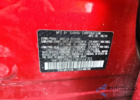 2019 Subaru Forester Premium z USA, uszkodzony, nr VIN JF2SKAEC0KH564765